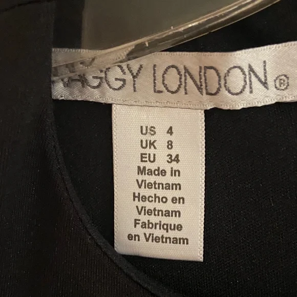 Maggy London Asymmetrical Midi Dress in Black and Blue - Picture 3 of 6